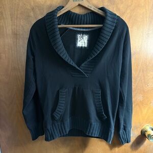 VINTAGE Old Navy Black Shawl Collar Sweater Bella Twilight Y2K Mcbling Preppy